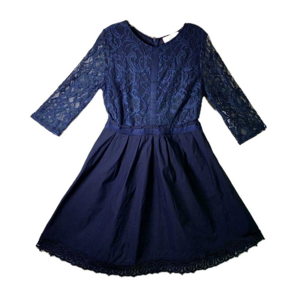 Missmny Retro Gorgeous City - Size L - Lace/Taffeta Dress Perfect Blue-Violet